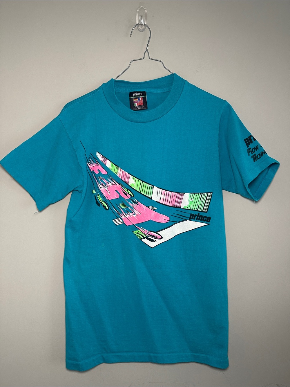 Prince Flow System Technology Teal with Neon Pink & Lime Graphic vintage tshirt